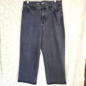 Style & Co black denim wide leg crop 5 pocket jeans cotton blend stretch 16